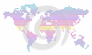 World map in the form of stripes. Colored lines do not form continents