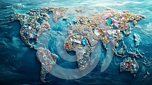 A World Map Formed by Plastic Pollution in the Ocean