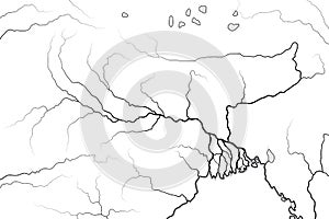 World Map of The GANGES RIVER Valley & Delta: India, Nepal, Bengal, Bangladesh. Geographic chart.