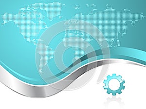 World Map with Gear Logo Business Background