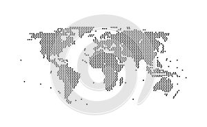 World map geometric BLACK, assembled from triangles. Vector illustration on WHITE background