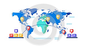 World Map Global Connection Network, vector design Generative AI