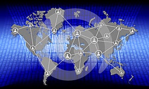 World map with global network connection partnership and world map. world network  technology communication background.