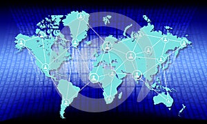 World map with global network connection partnership and world map. world network  technology communication background.