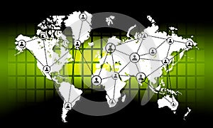 World map with global network connection partnership and world map. world network  technology communication background.