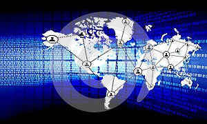 World map with global network connection partnership and world map. world network  technology communication background.