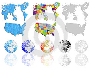World map and globe earth