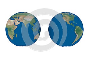 World map - globe hemispheres