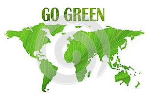 World map go green mind speech concept