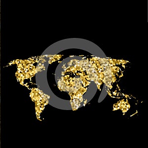 World map of gold glittering stars . Golden Modern element for info graphics. vector