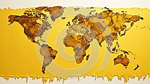 World map golden oil background. Generative AI