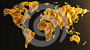 World map golden sand background. Generative AI