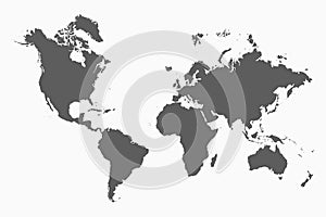 World map. Gray monochrome template. Vector.