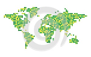 World map green dotted mosaic