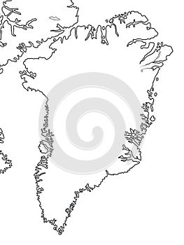 World Map of GREENLAND: Greenland, Arctic Archipelago, Atlantic Ocean. Geographic chart.