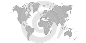 World map grey color on white background