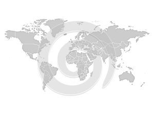 World map in grey color on white background. High detail blank political map. Vector illustration with labeled compound