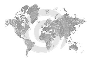 World map grunge texture design. Vintage world map stamp background abstract vector illustration.