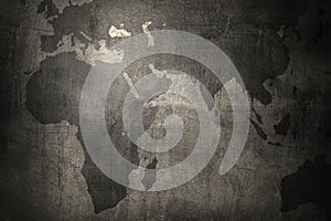 World map on grunge wall background