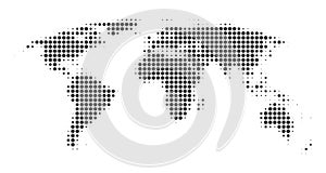 World map halftone. Made for world news and articles. Grey circles on white background