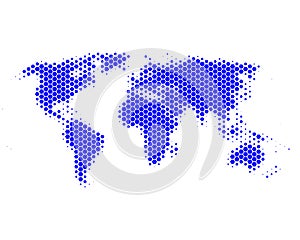World map in hexagons