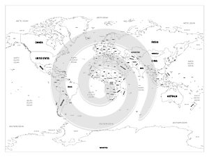 World map. High detailed political map of World with country, capital, ocean and sea names labeling