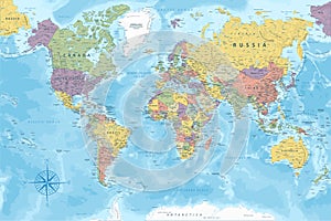 World Map - Highly Detailed Colored Vector Map of the World. Ideally for the Print Posters