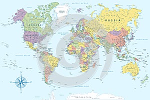 World Map - Highly Detailed Colored Vector Map of the World. Ideally for the Print Posters