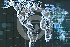 World map hologram with creative programming interface