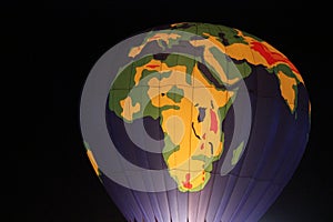 World Map Hot Air Balloon Night Time