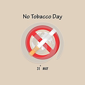 World map icon and Quit Tobacco sign.May 31st World no tobacco d