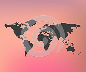 World map illustration eps 10 on blurred pink red background mesh with banners suitable for infographic