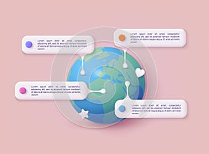 World map illustration infographics geometric concept. 3D Web Vector Illustrations