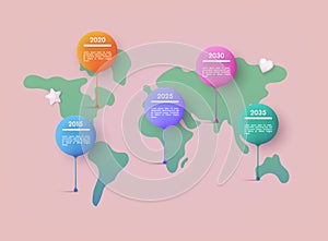 World map illustration infographics geometric concept. 3D Web Vector Illustrations