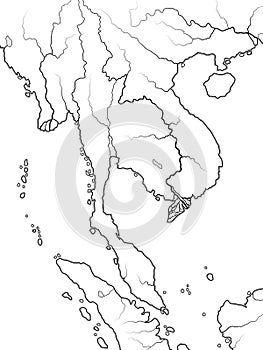 World Map of INDOCHINA: Indochinese Peninsula, Thailand, Vietnam, Laos, Malaysia, Cambodja. Geographic chart. photo