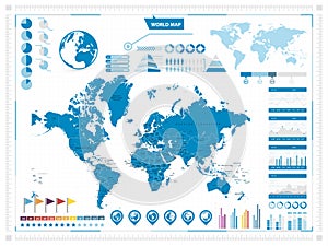 World Map and infograpchic elements. Mercator projection photo