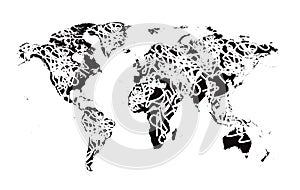 World map infographic black and white vector background  vector