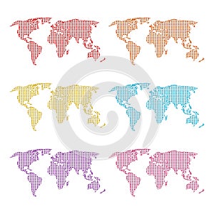World map infographic color icon set on white