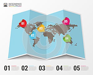 World map with infographic elements. Modern design. Vector