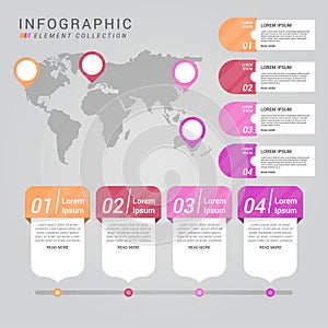 World map Infographic tools business template, can be used for presentation, web or workflow diagram layout