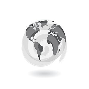 World map isolated on white background. Earth, globe icon. Vector