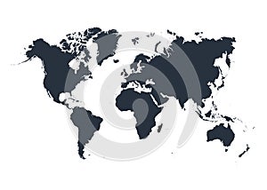 World map isolated on white background. Vector illustration.