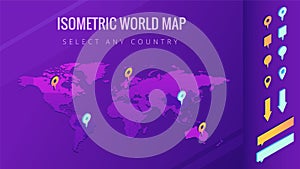 World map isometric vector illustration