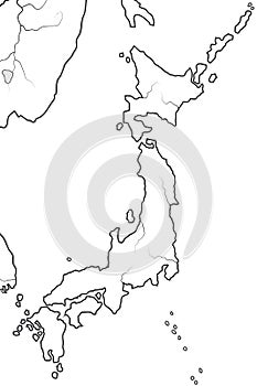 World Map of JAPAN: ÃÂ«Land of the Rising SunÃÂ» (endonym: Nippon/Nihon), and its islands. Geographic chart. photo