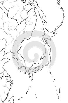 World Map of JAPANESE Archipelago: Japan (endonym: Nippon/Nihon), and its islands. Geographic chart.