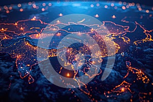 World map, lights up