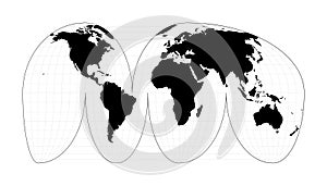 World map with longitude lines. photo