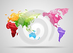World map. Low poly design.