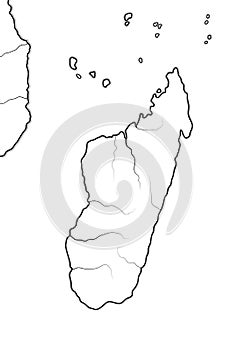 World Map of MADAGASCAR. Geographic chart with oceanic coastline, atolls, isles and islands.