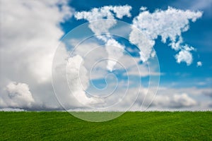 The world map made of clouds in nature concept